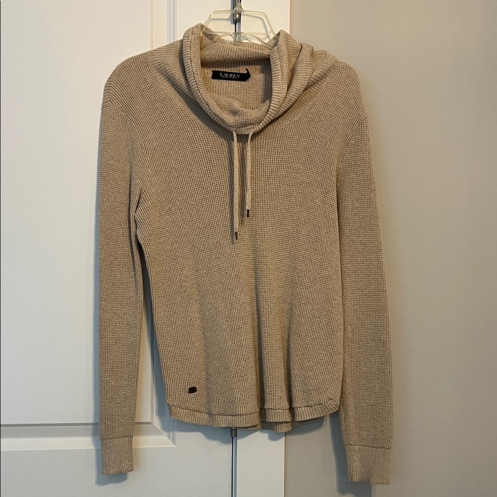 Lauren Ralph Lauren Beige Knit Cowl Neck Sweater